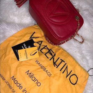 Gorgeous Red Leather Mario Valentino Crossbody